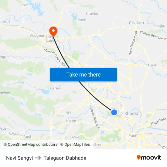 Navi Sangvi to Talegaon Dabhade map