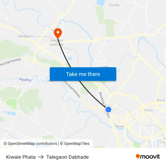 Kiwale Phata to Talegaon Dabhade map