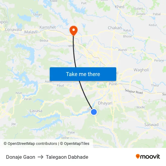 Donaje Gaon to Talegaon Dabhade map