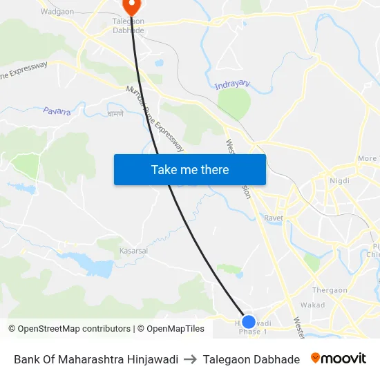 Bank Of Maharashtra Hinjawadi to Talegaon Dabhade map
