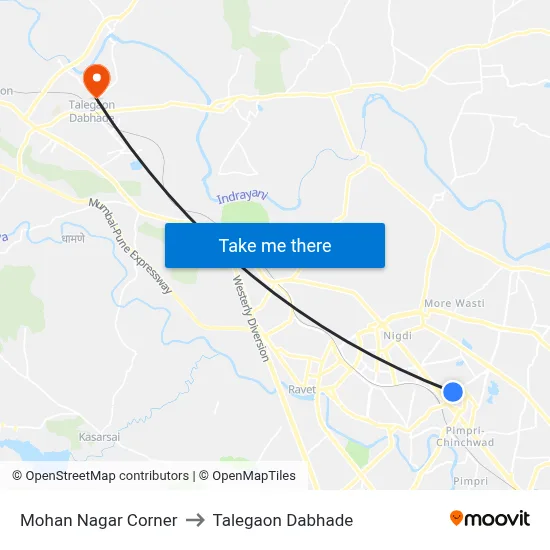 Mohan Nagar Corner to Talegaon Dabhade map
