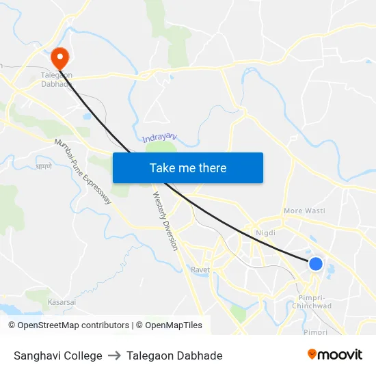 Sanghavi College to Talegaon Dabhade map