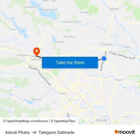 Alandi Phata to Talegaon Dabhade map