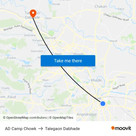 AD Camp Chowk to Talegaon Dabhade map