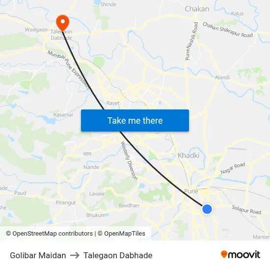 Golibar Maidan to Talegaon Dabhade map