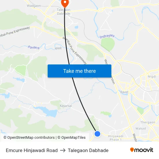 Emcure Hinjawadi Road to Talegaon Dabhade map
