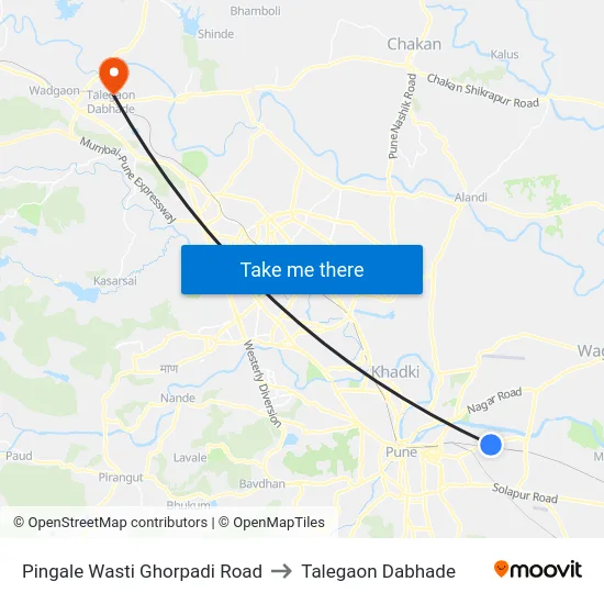 Pingale Wasti Ghorpadi Road to Talegaon Dabhade map