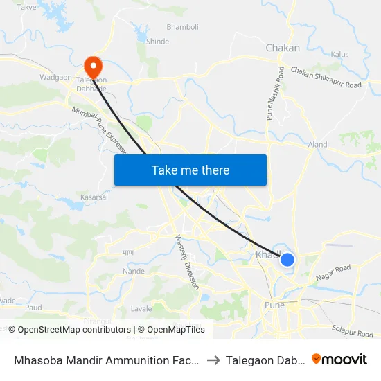 Mhasoba Mandir Ammunition Factory Road to Talegaon Dabhade map