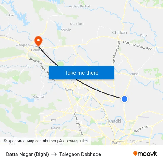 Datta Nagar (Dighi) to Talegaon Dabhade map