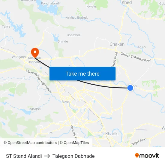 ST Stand Alandi to Talegaon Dabhade map