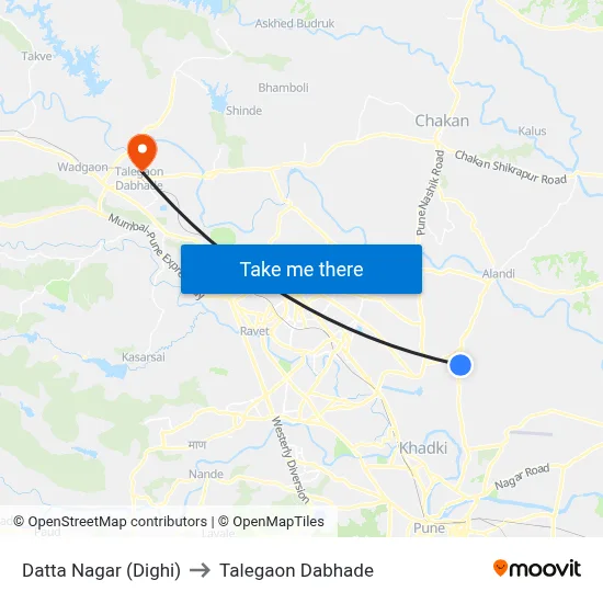 Datta Nagar (Dighi) to Talegaon Dabhade map