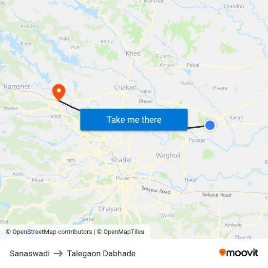 Sanaswadi to Talegaon Dabhade map