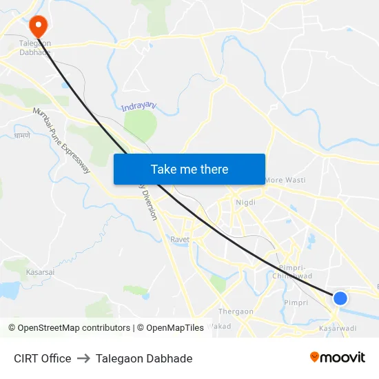 CIRT Office to Talegaon Dabhade map