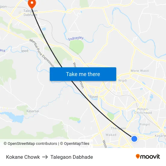 Kokane Chowk to Talegaon Dabhade map