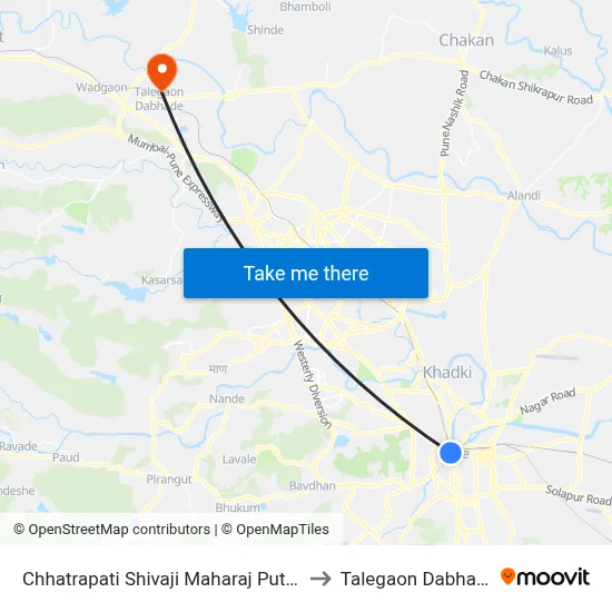 Chhatrapati Shivaji Maharaj Putala to Talegaon Dabhade map