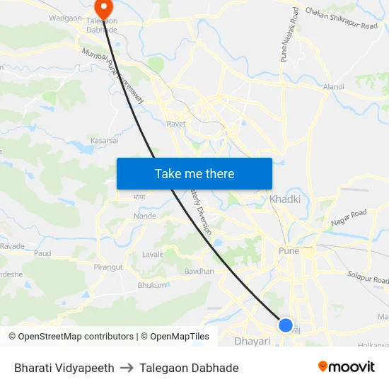 Bharati Vidyapeeth to Talegaon Dabhade map