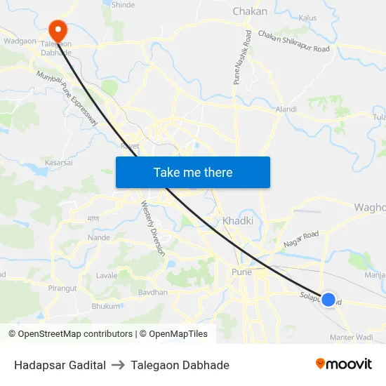 Hadapsar Gadital to Talegaon Dabhade map