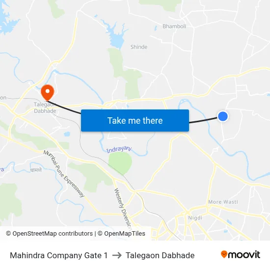 Mahindra Company Gate 1 to Talegaon Dabhade map
