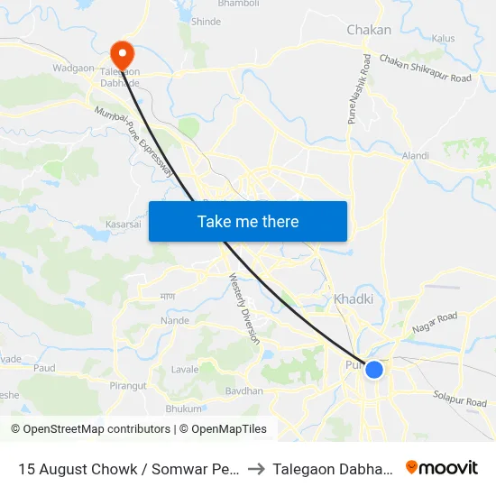 15 August Chowk / Somwar Peth to Talegaon Dabhade map