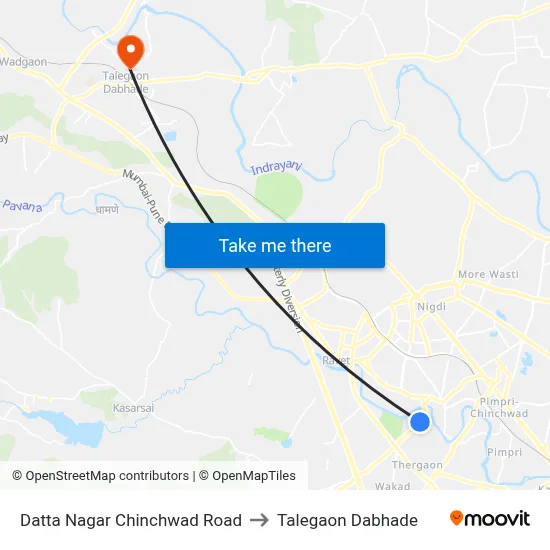 Datta Nagar Chinchwad Road to Talegaon Dabhade map