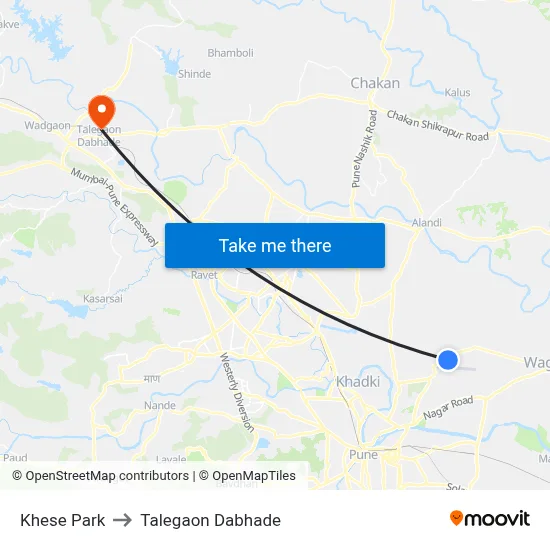 Khese Park to Talegaon Dabhade map