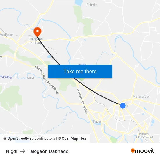 Nigdi to Talegaon Dabhade map