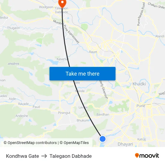 Kondhwa Gate to Talegaon Dabhade map