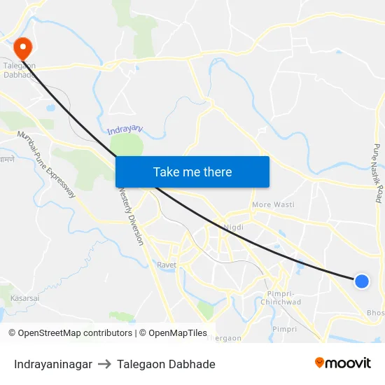Indrayaninagar to Talegaon Dabhade map