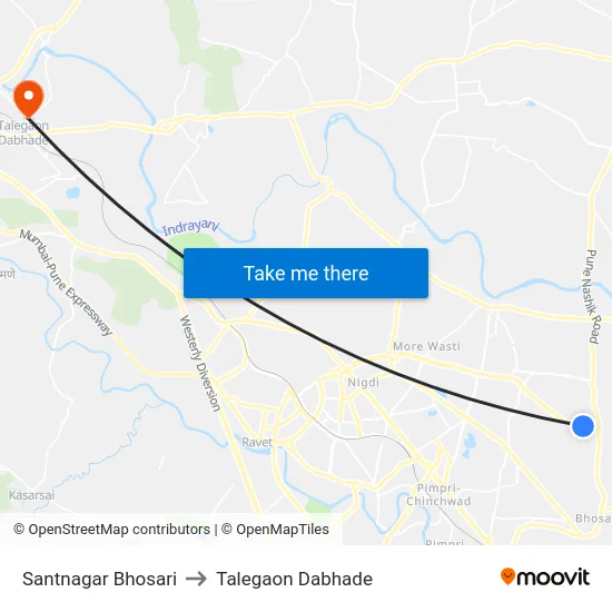 Santnagar Bhosari to Talegaon Dabhade map