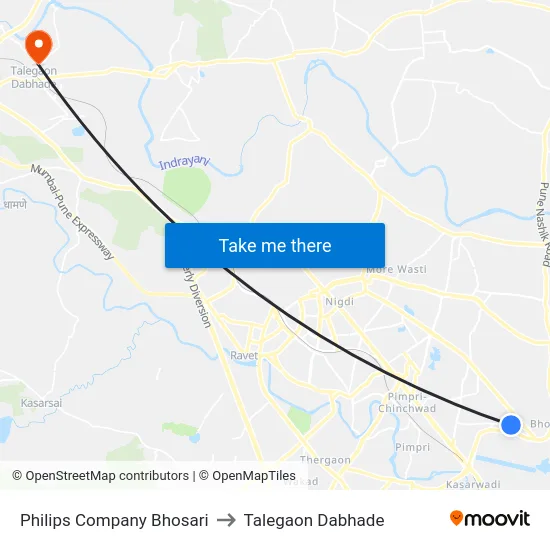 Philips Company Bhosari to Talegaon Dabhade map
