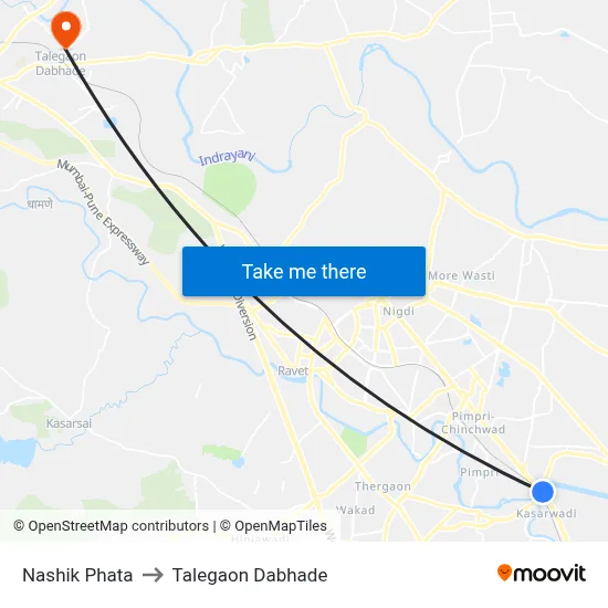 Nashik Phata to Talegaon Dabhade map