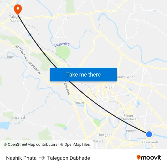 Nashik Phata to Talegaon Dabhade map