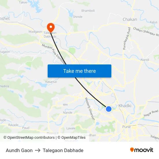 Aundh Gaon to Talegaon Dabhade map