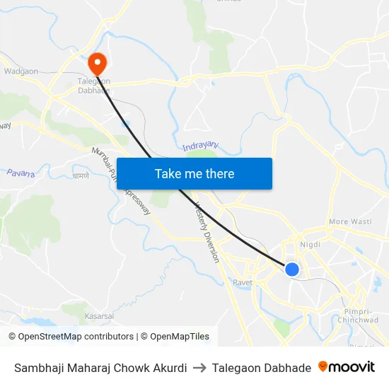 Sambhaji Maharaj Chowk Akurdi to Talegaon Dabhade map