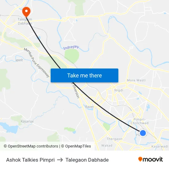Ashok Talkies Pimpri to Talegaon Dabhade map