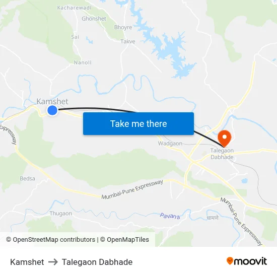 Kamshet to Talegaon Dabhade map