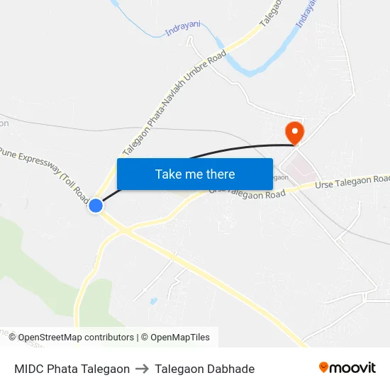 MIDC Phata Talegaon to Talegaon Dabhade map