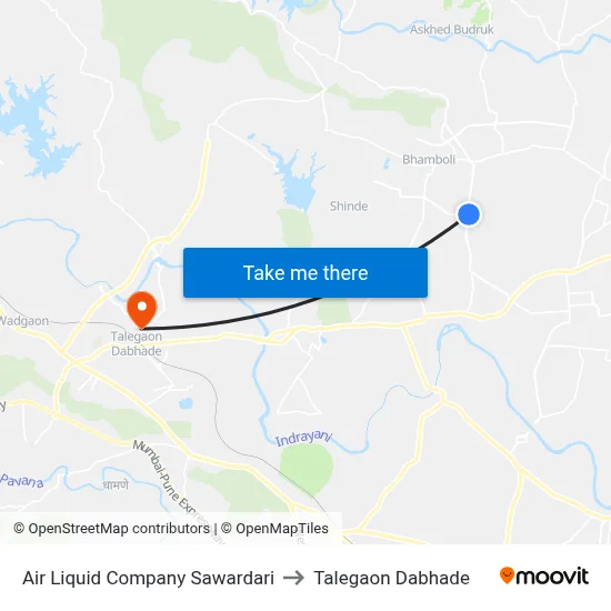 Air Liquid Company Sawardari to Talegaon Dabhade map