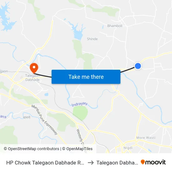 HP Chowk Talegaon Dabhade Road to Talegaon Dabhade map