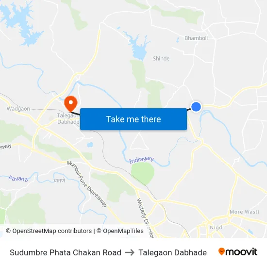 Sudumbre Phata Chakan Road to Talegaon Dabhade map