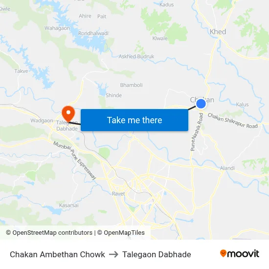 Chakan Ambethan Chowk to Talegaon Dabhade map