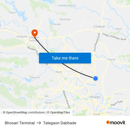 Bhosari Terminal to Talegaon Dabhade map