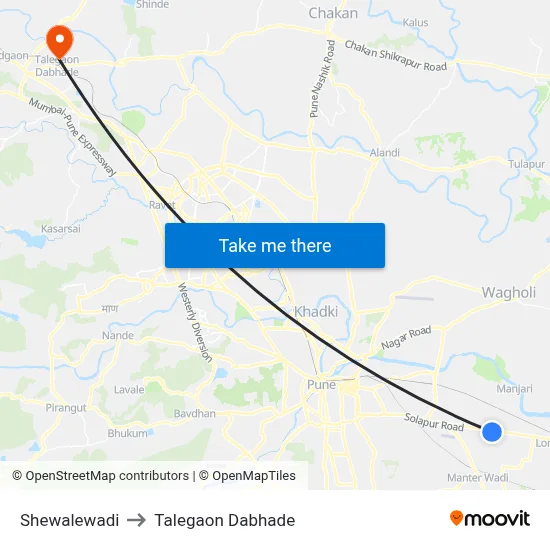 Shewalewadi to Talegaon Dabhade map