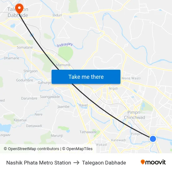 Nashik Phata Metro Station to Talegaon Dabhade map