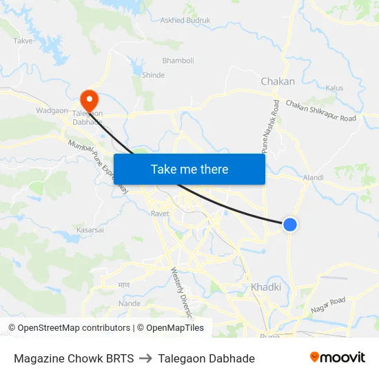 Magazine Chowk BRTS to Talegaon Dabhade map