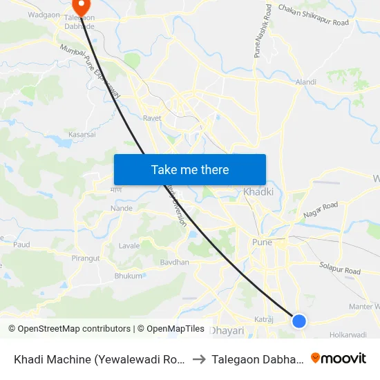 Khadi Machine (Yewalewadi Road) to Talegaon Dabhade map