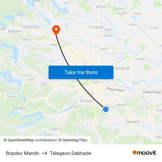 Bopdev Mandir to Talegaon Dabhade map