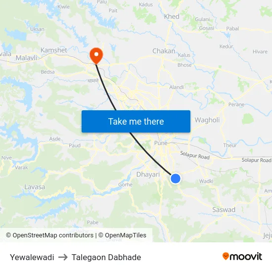 Yewalewadi to Talegaon Dabhade map