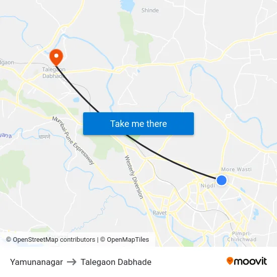 Yamunanagar to Talegaon Dabhade map