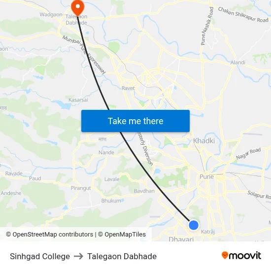Sinhgad College to Talegaon Dabhade map